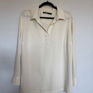 Lauren Ralph Lauren Cream Blouse with Black Trim